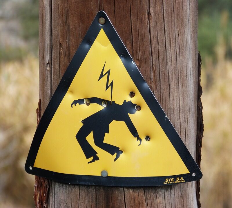 Sign warning against electric shock and electrical accidents